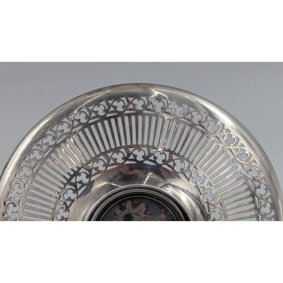 Meriden Britannia Sterling Silver Reticulated Tray Footed Dish 8.5” #475 - Picture 6 of 14